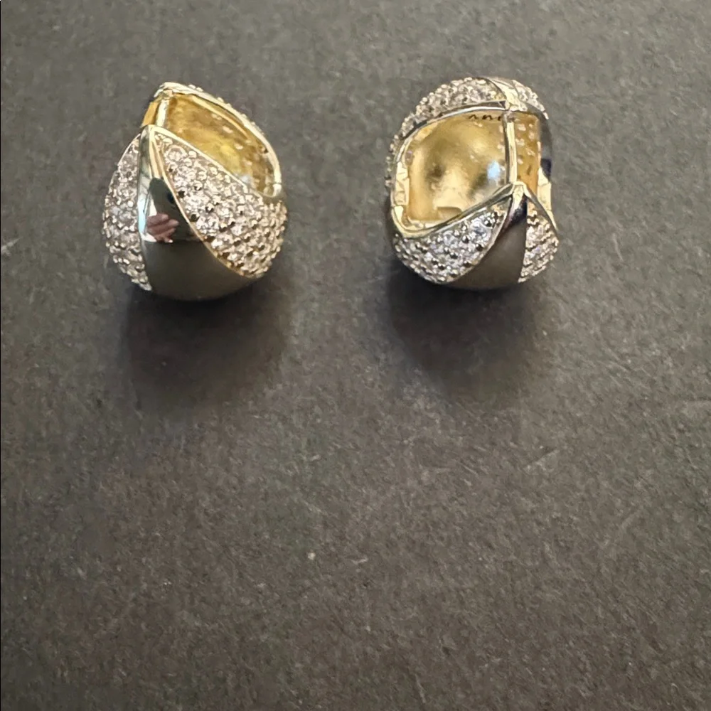 Melinda Maria Gold Norah Split Pave Earrings NWT